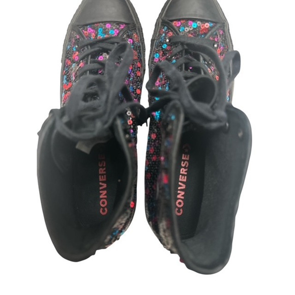 Converse CTAS Sneakers Women 10.5 Colorful Sequins Bling High Athletic 562443C - Picture 8 of 9